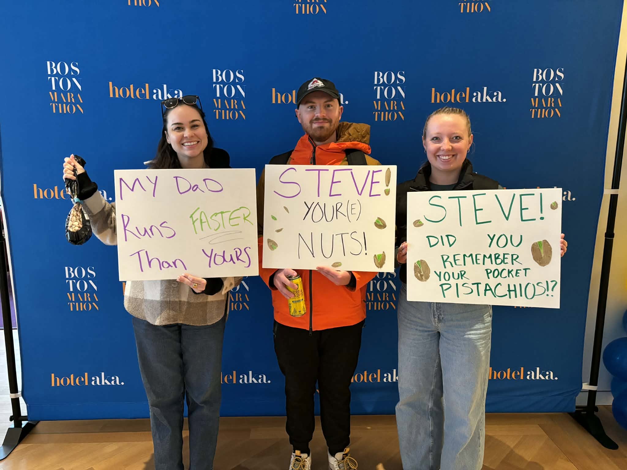 May be an image of text that says 'TIION TION BOS TON WARA THON holelaka holel BOS TON MARA THOY hol BOS TON MARA TION hotelaka. BOS TON WARA TIION hote! My DaD STEVE! YOURIE) Runs FASTER Than YOURS NUTS! BOS TON THON STEVE! DID YOU REMEMBER YOUR OCKET PISTACHIOS!? hotelaka. aka. hotel lelaka. lel aka. otelak ote hotelaka. aka.'